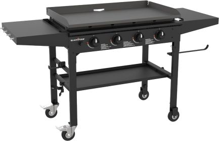 Gas Griddle Cooking Station 4 Burner Flat Top Gas Grill Propane Fuell Professional 36' Outdoor Griddle Station with Side Shelf