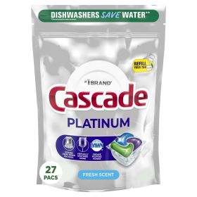 Cascade Auto Dishwashing Pouch with Liquid & Powder Fresh Scent, 27 Count