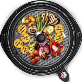 Elite Gourmet EMG-980B Smokeless Electric Tabletop Grill Nonstick, 6-Serving, Dishwasher Safe Removable Grilling Plate