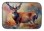 Deer Dish Drying Mat Absorbent Dish Drying Mat Pad for Kitchen Counter Dish Drainer Mat for Countertop, 14 x 21", Multicolor