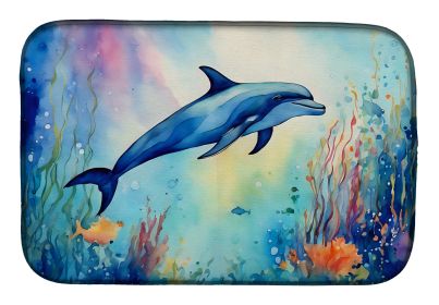 Dolphin Dish Drying Mat Absorbent Dish Drying Mat Pad for Kitchen Counter Dish Drainer Mat for Countertop, 14 x 21", Multicolor