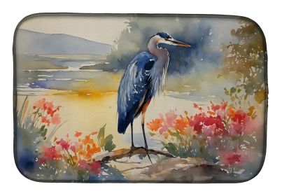 Blue Heron Dish Drying Mat Absorbent Dish Drying Mat Pad for Kitchen Counter Dish Drainer Mat for Countertop, 14 x 21", Multicolor