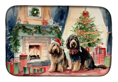 Otterhound Cozy Christmas Dish Drying Mat Absorbent Dish Drying Mat Pad for Kitchen Counter Dish Drainer Mat for Countertop, 14 x 21", Multicolor