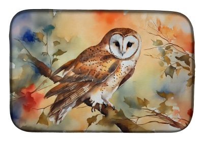 Barn Owl Dish Drying Mat Absorbent Dish Drying Mat Pad for Kitchen Counter Dish Drainer Mat for Countertop, 14 x 21", Multicolor