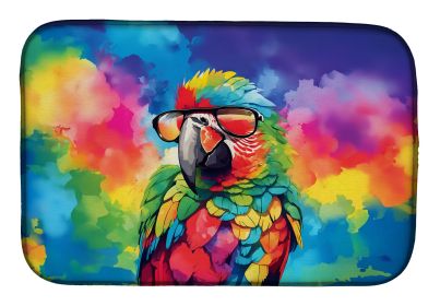 Hippie Animal Parrot Dish Drying Mat Absorbent Dish Drying Mat Pad for Kitchen Counter Dish Drainer Mat for Countertop, 14 x 21", Multicolor