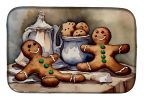 Christmas Gingerbread Men Dish Drying Mat Absorbent Dish Drying Mat Pad for Kitchen Counter Dish Drainer Mat for Countertop, 14 x 21", Multicolor