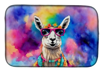 Hippie Animal Llama Dish Drying Mat Absorbent Dish Drying Mat Pad for Kitchen Counter Dish Drainer Mat for Countertop, 14 x 21", Multicolor