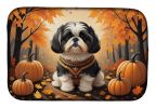 Shih Tzu Fall Dish Drying Mat Absorbent Dish Drying Mat Pad for Kitchen Counter Dish Drainer Mat for Countertop, 14 x 21", Multicolor