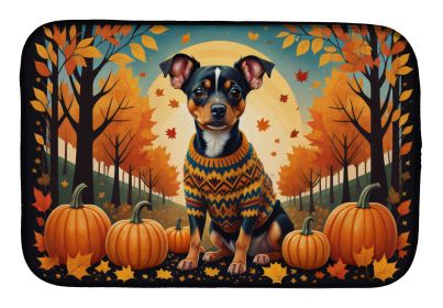 Miniature Pinscher Fall Dish Drying Mat Absorbent Dish Drying Mat Pad for Kitchen Counter Dish Drainer Mat for Countertop, 14 x 21", Multicolor