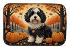 Havanese Fall Dish Drying Mat Absorbent Dish Drying Mat Pad for Kitchen Counter Dish Drainer Mat for Countertop, 14 x 21", Multicolor