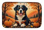 Bernese Mountain Dog Fall Dish Drying Mat Absorbent Dish Drying Mat Pad for Kitchen Counter Dish Drainer Mat for Countertop, 14 x 21", Multicolor