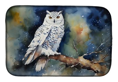 Snowy Owl Dish Drying Mat Absorbent Dish Drying Mat Pad for Kitchen Counter Dish Drainer Mat for Countertop, 14 x 21", Multicolor