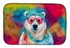 Hippie Animal Polar Bear Dish Drying Mat Absorbent Dish Drying Mat Pad for Kitchen Counter Dish Drainer Mat for Countertop, 14 x 21", Multicolor