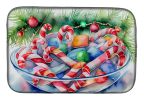 Christmas Candy Canes Dish Drying Mat Absorbent Dish Drying Mat Pad for Kitchen Counter Dish Drainer Mat for Countertop, 14 x 21", Multicolor