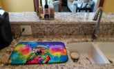 Hippie Animal Parrot Dish Drying Mat Absorbent Dish Drying Mat Pad for Kitchen Counter Dish Drainer Mat for Countertop, 14 x 21", Multicolor