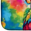 Hippie Animal Parrot Dish Drying Mat Absorbent Dish Drying Mat Pad for Kitchen Counter Dish Drainer Mat for Countertop, 14 x 21", Multicolor