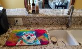 Hippie Animal Polar Bear Dish Drying Mat Absorbent Dish Drying Mat Pad for Kitchen Counter Dish Drainer Mat for Countertop, 14 x 21", Multicolor