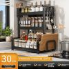 Elegant Multi-Layer Metal Kitchen Organizer - Countertop Spice Rack, Knife & Utensil Holder, Condiment Basket