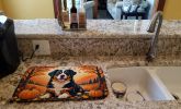 Bernese Mountain Dog Fall Dish Drying Mat Absorbent Dish Drying Mat Pad for Kitchen Counter Dish Drainer Mat for Countertop, 14 x 21", Multicolor