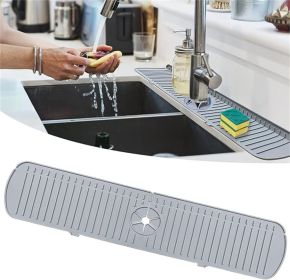 Kitchen Sink Splash Guard Plus Size Silicone Sink Faucet Drying Mat (Color: Gray)