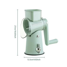 5 In 1 Rotary Cheese Grater With Handle Manual Vegetable Graters Shredder Slicer Nuts Grinder With Strong Suction Base (Color: Green)