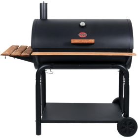 Outlaw Charcoal Grill and Smoker With Cast Iron Grates Warming Rack Barbecue Model 2137 BBQ Kitchen Dining Bar Home Garden (Color: Grill)