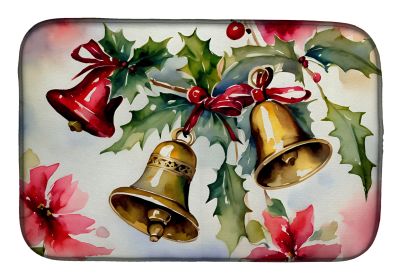 Christmas Bells Dish Drying Mat Absorbent Dish Drying Mat Pad for Kitchen Counter Dish Drainer Mat for Countertop, 14 x 21", Multicolor (Default: Default)