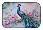 Peacock Dish Drying Mat Absorbent Dish Drying Mat Pad for Kitchen Counter Dish Drainer Mat for Countertop, 14 x 21", Multicolor