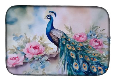 Peacock Dish Drying Mat Absorbent Dish Drying Mat Pad for Kitchen Counter Dish Drainer Mat for Countertop, 14 x 21", Multicolor (Default: Default)